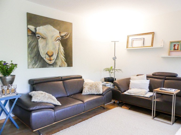 Wohnzimmer Rheine Erdgeschosswohnung Kaufpreis reduziert - 2-Zimmer-Parterrewohnung an der Ems, ab Ende Juli leerstehend, mit Tiefgaragenstellplatz.