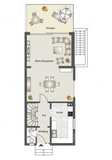 Erdgeschoss FamilyHome- Reihenendhaus mit Garten & Garage. 
Ihr Projekt mit Perspektive